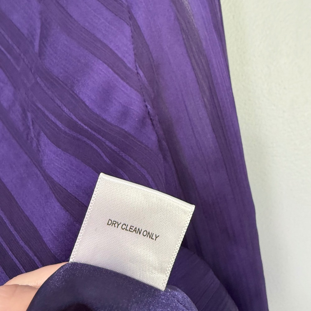 Vtg Y2K dark academia Purple Striped Asymmetrical Long Sleeve Blouse Top Size 0 - Picture 8 of 8